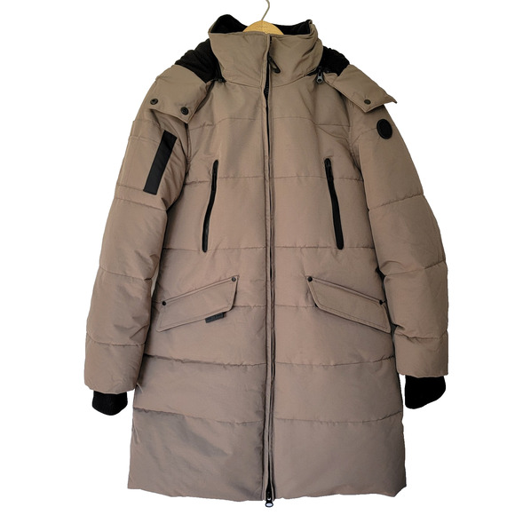 Noize Mid Length Parka Winter Jacket Addie Sz M Khaki Neutral Minimalist Warm - Picture 1 of 15